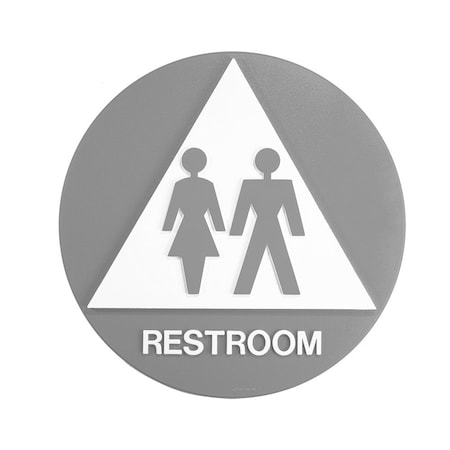 Bcf 12 x 12, Unisex Door Sign, Circular With Triangle Print, Picture & Text, Gray SBH12U-GRAY